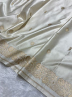 Ivory Mashru Katan Silk Banarasi Saree