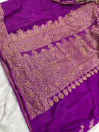 Magenta Pure Khaddi Crep Silk Banarasi Saree