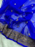 Royal Blue Pure khaddi Chiffon Silk Banarasi Saree