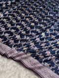 Navy blue & Wine Meenakari Mashru Katan Silk Banarasi Saree