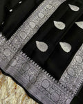 Black Pure khaddi Chiffon Silk Banarasi Saree