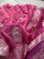 Pink Pure Khaddi Tissue Sona & Roopa Banarasi Saree