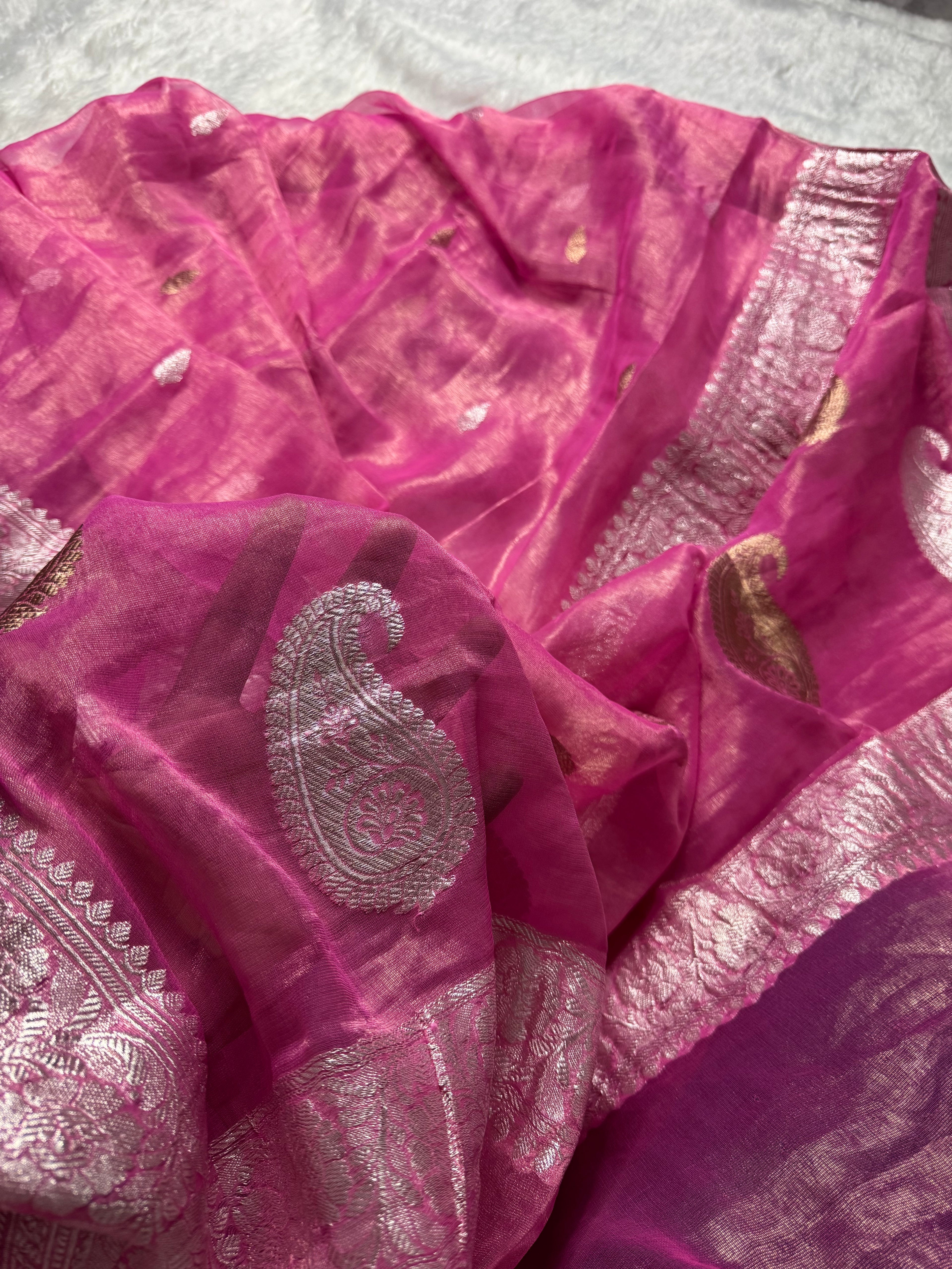 Pink Pure Khaddi Tissue Sona & Roopa Banarasi Saree