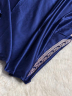 Navy Blue Meenakri Mashru Katan Silk Banarasi Saree