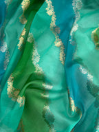 Sea Green Rangkat Pure Kora Organza Sona & Roopa Zari Stripe Weaving Banarasi Saree