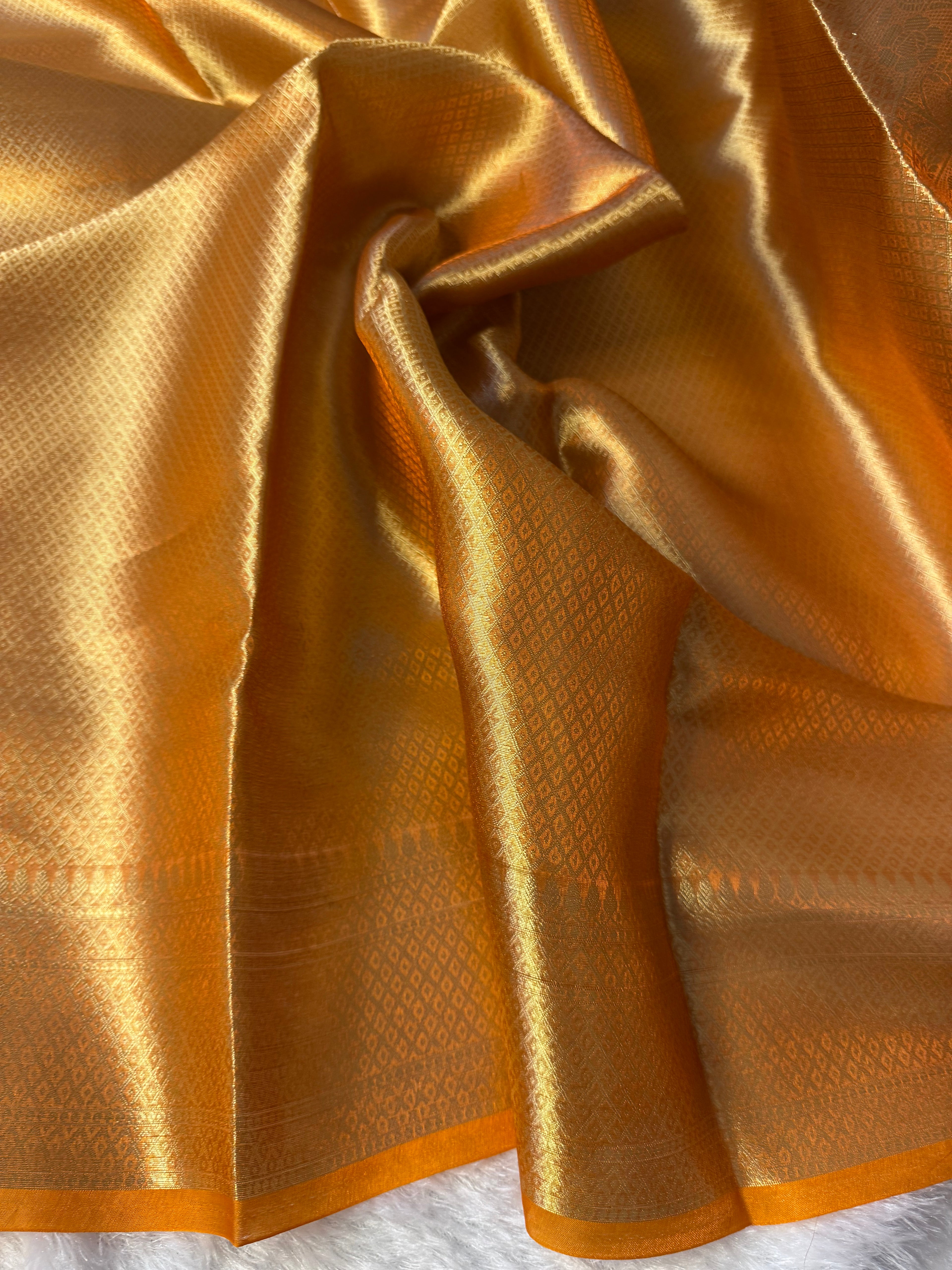 Mustard Pure Tissue Silk Banarasi Saree