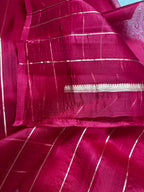 Red Pure Kora Organza Sona & Roopa Silk Banarasi Border Booti Saree
