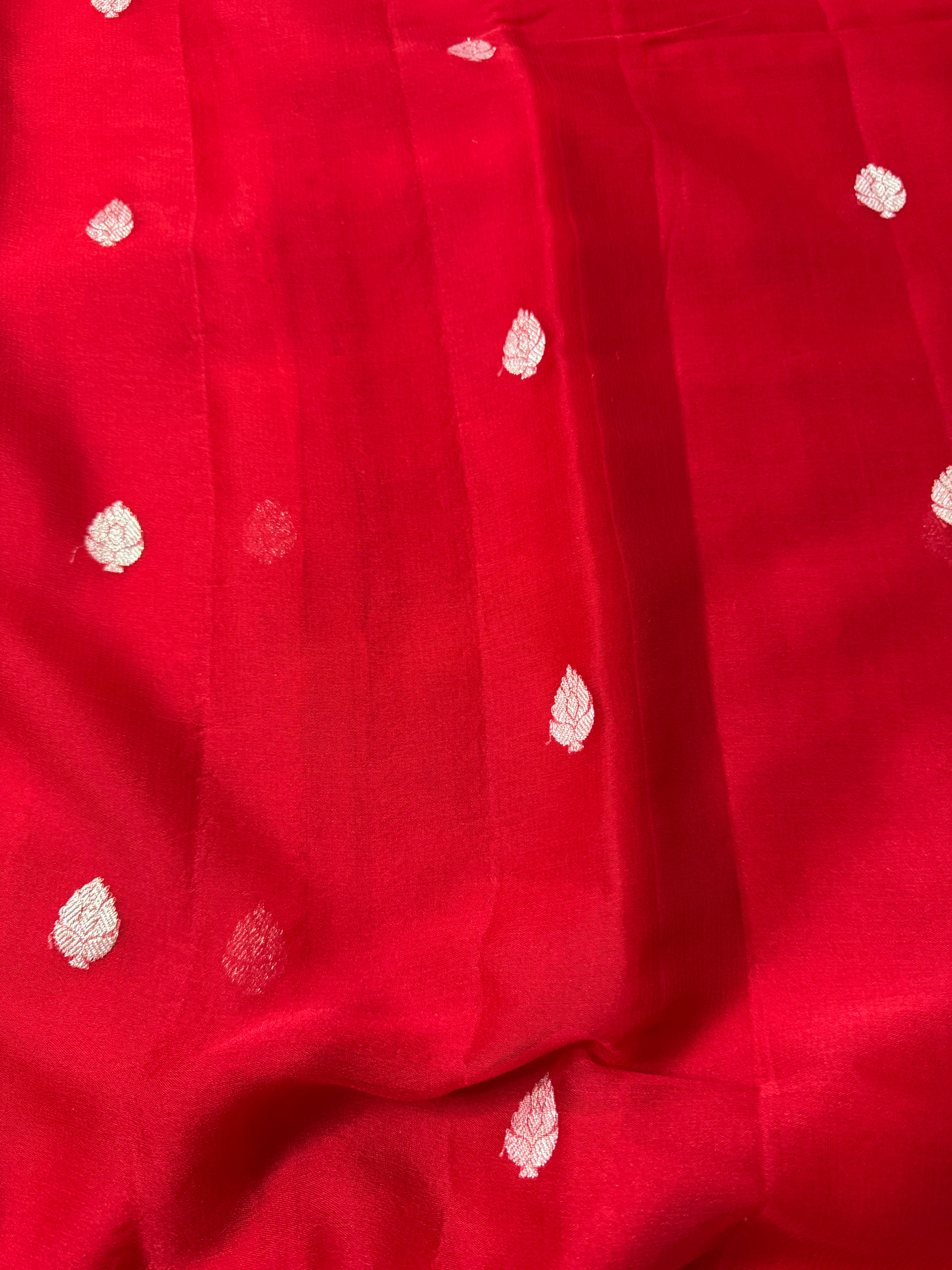 Red Pure Khaddi Chiffon Silk Banarasi Saree