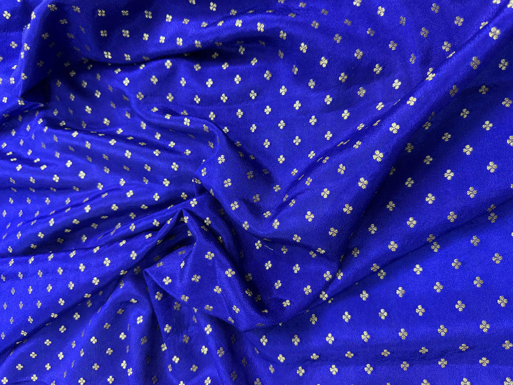 Green & Royal Blue Pure Khaddi Crep Silk Banarasi Saree