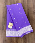 Royal Purple Pure Khaddi Chiffon Silk Banarasi Saree