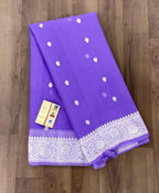 Royal Purple Pure Khaddi Chiffon Silk Banarasi Saree