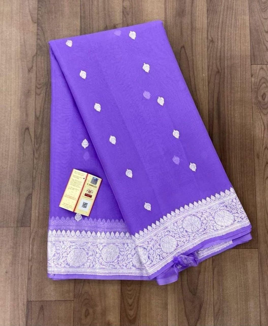 Royal Purple Pure Khaddi Chiffon Silk Banarasi Saree