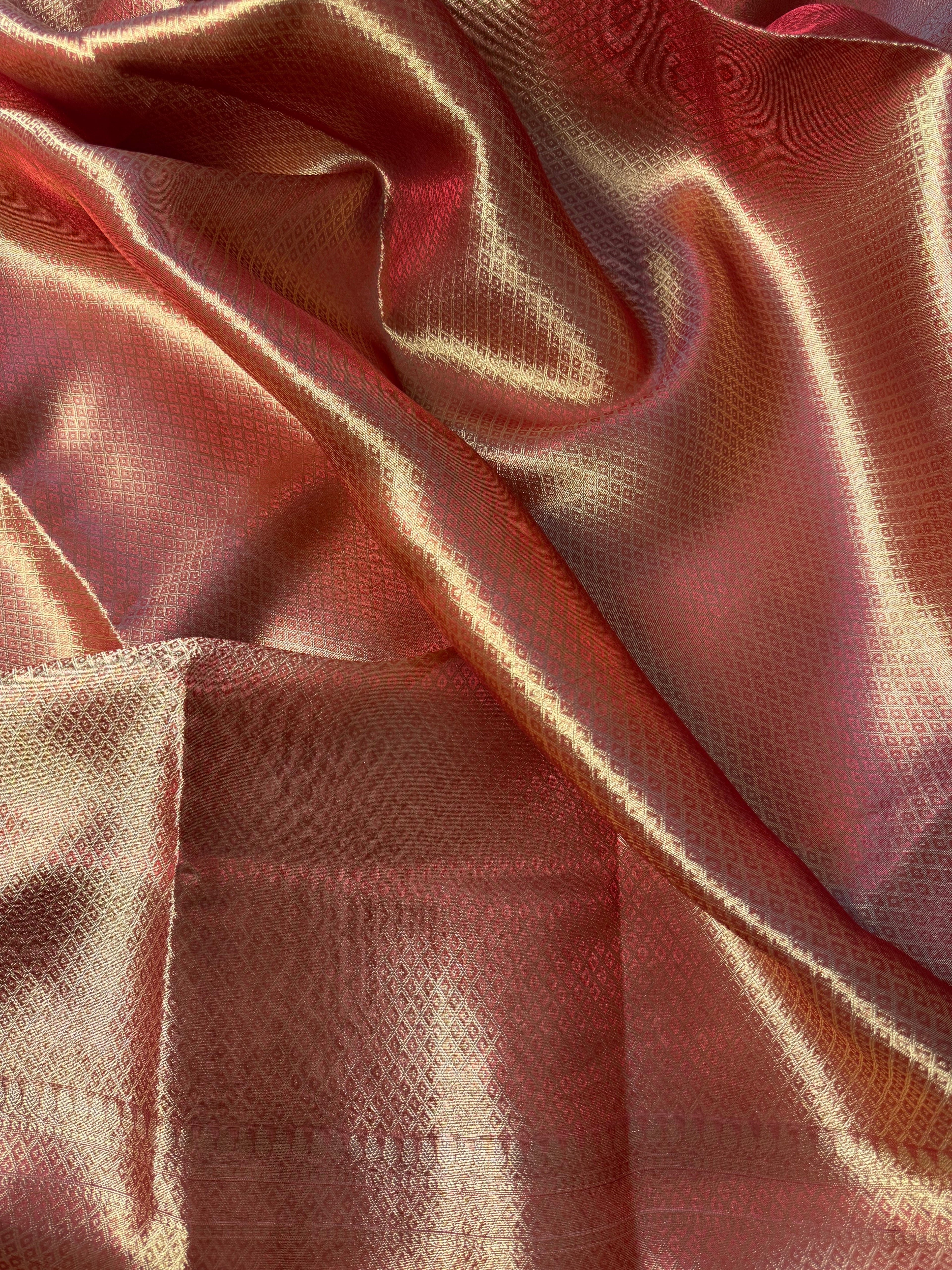 Carmine Red Pure Tissue Silk Banarasi Saree