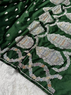 Bottle Green Meenakari Mashru Katan Silk Banarasi Saree