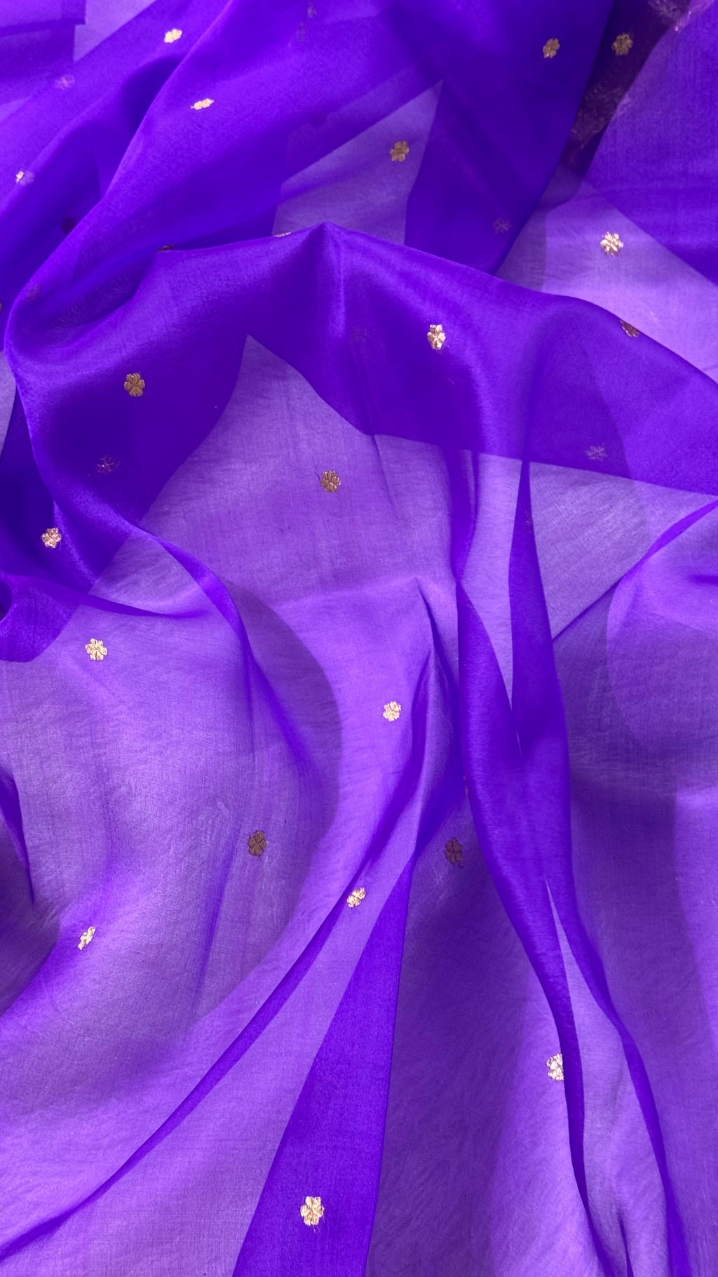 Voilet Pure Kora Organza Silk Banarasi Saree