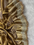 Champagne Gold Beautiful Mirror Lace Border Tissue Silk Banarasi Saree