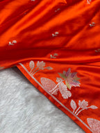 Orange Meenakari Mashru Katan Silk Banarasi Saree