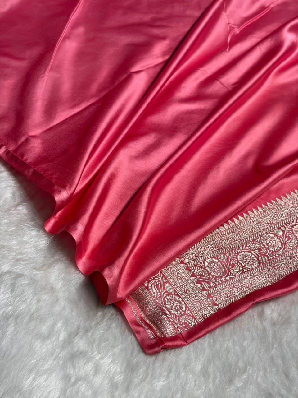 Pink Meenakari Mashru Katan Silk Banarasi Saree