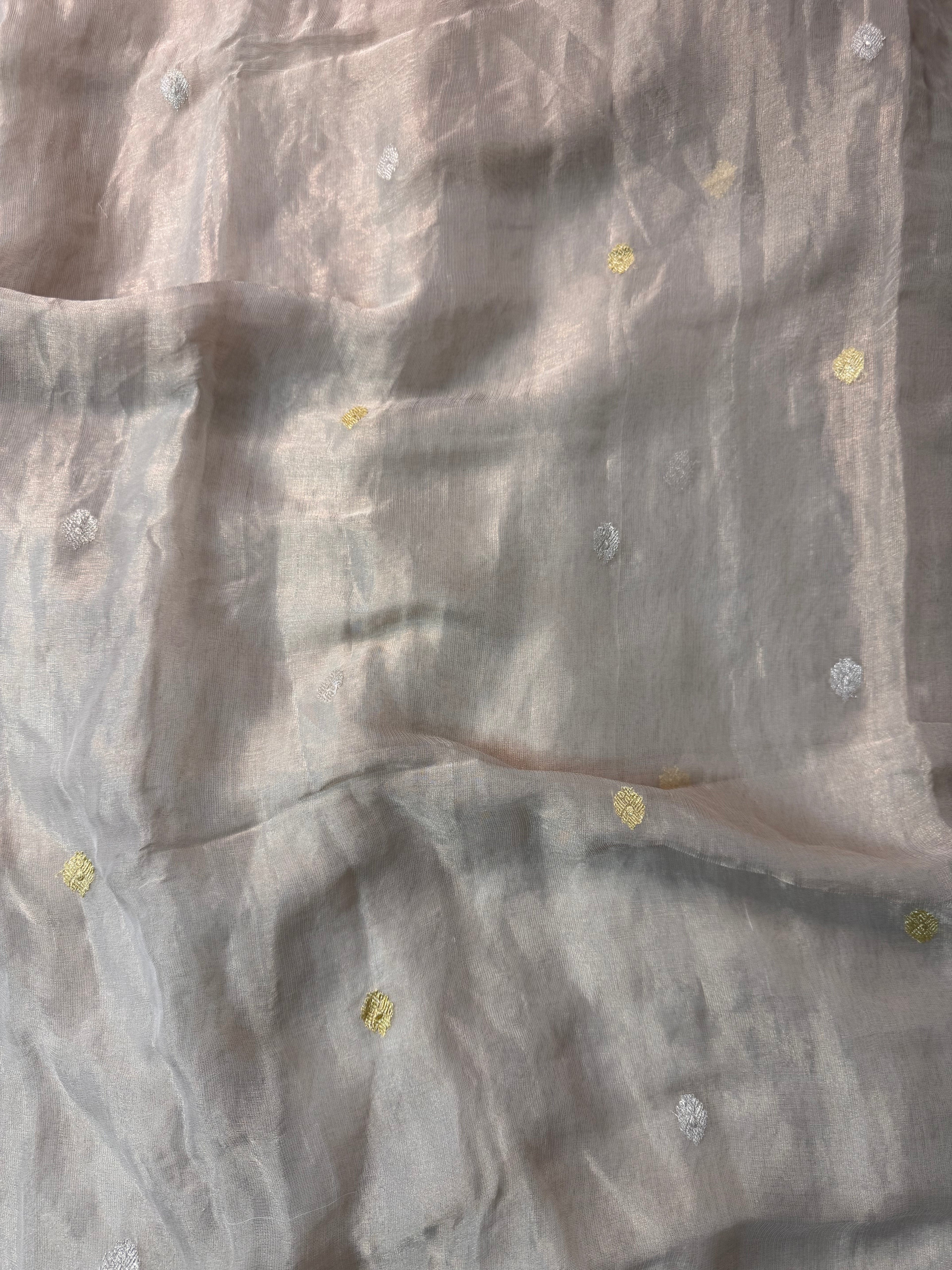 Natural Pure Khaddi Tissue Chiffon Sona & Roopa Banarasi Saree