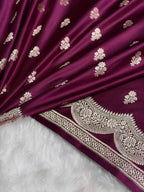 Magenta Mashru Katan Silk Banarasi Saree