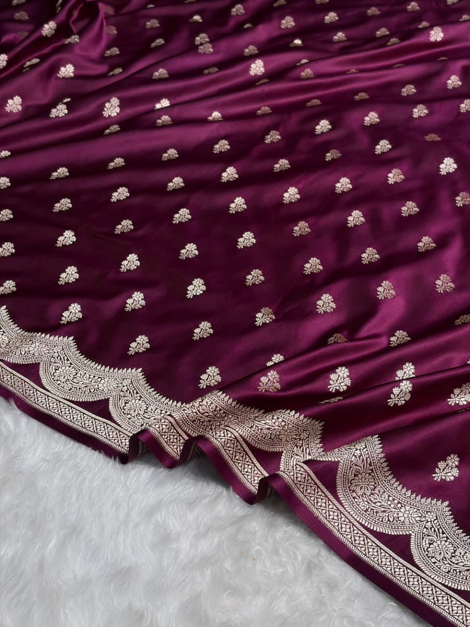 Magenta Mashru Katan Silk Banarasi Saree