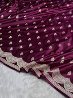 Magenta Mashru Katan Silk Banarasi Saree