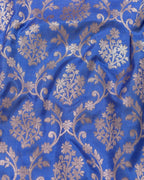 Bright Blue Pure Katan Silk Banarasi Saree