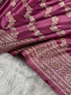 Deep Berry Meenakari Mashru Katan Silk Banarasi Saree
