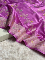 Lavender Meenakari Mashru Katan Silk Banarasi Saree