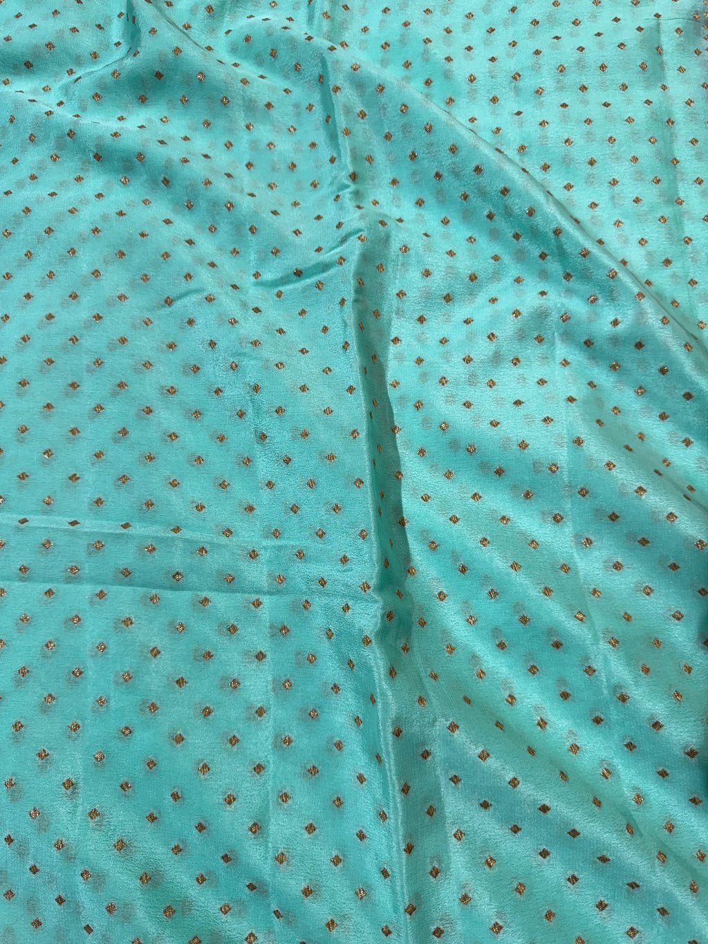 Sea Green & Dark Royal Blue Pure Khaddi Crep Silk Banarasi Saree