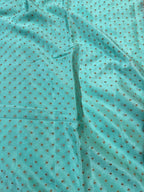 Sea Green & Dark Royal Blue Pure Khaddi Crep Silk Banarasi Saree