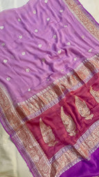 Pastels Pure Khaddi Chiffon Silk Banarasi 3d Saree