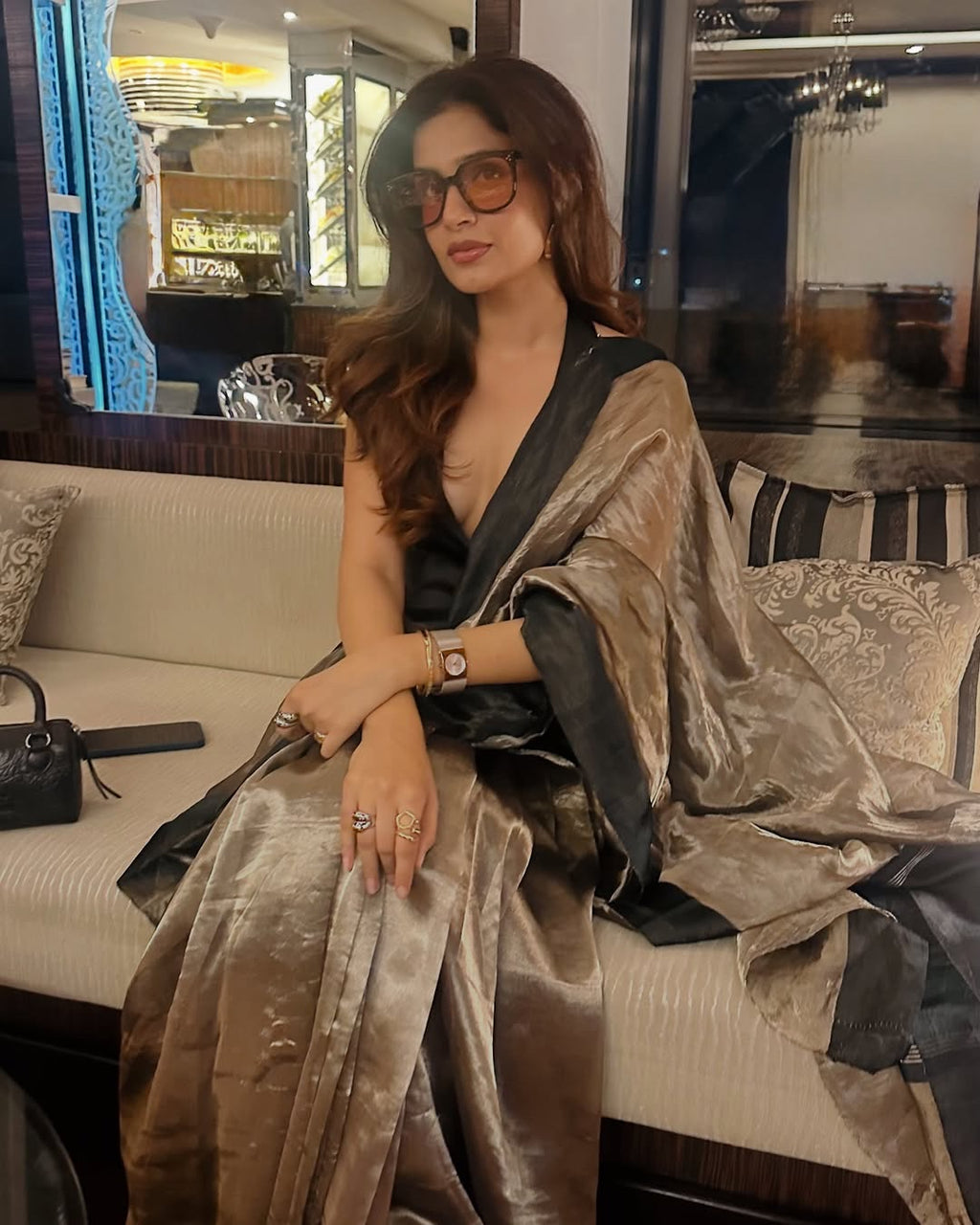 Black Pure Glass Tissue Silk Banarasi Saree