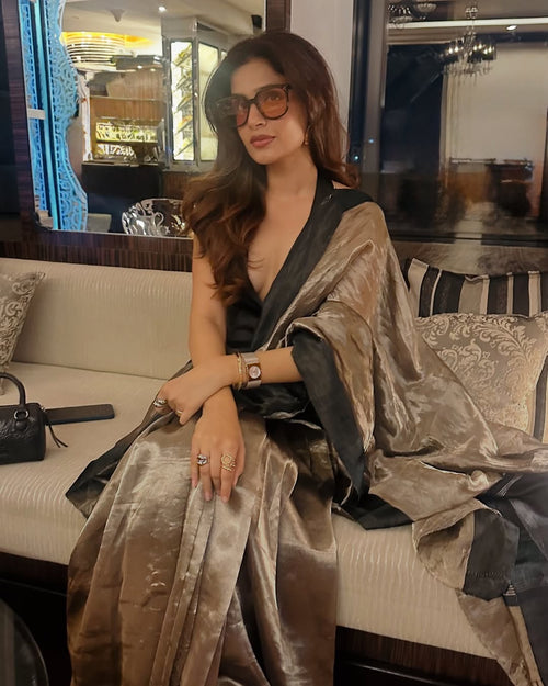 Black Pure Glass Tissue Silk Banarasi Saree