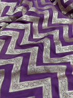 Regel Purple Pure Khaddi Georgette Silk Banarasi Stripe Saree