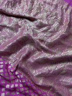 Onion Pink Pure Khaddi Georgette Silk Banarasi Saree