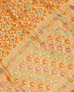 Mustard Orange With Handbrush Pure Khaddi Georgette Silk Banarasi Saree