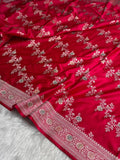 Red Meenakari Mashru Katan Silk Banarasi Saree