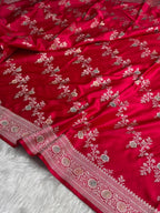 Red Meenakari Mashru Katan Silk Banarasi Saree