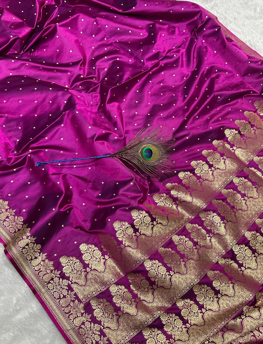 Magenta Mashru Katan Silk Banarasi Saree