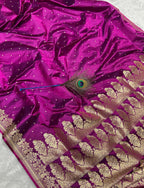 Magenta Mashru Katan Silk Banarasi Saree
