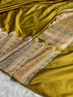 Mustard Green Meenakri Mashru Katan Silk Banarasi Saree