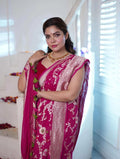 Rani Pink Pure Khaddi Georgette Silk Banarasi Meenakari Saree