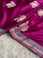 Magenta Meenakari Mashru Katan Silk Banarasi Saree