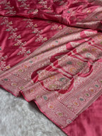 Baby Pink Meenakri Mashru Katan Silk Banarasi Saree