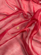 Red Pure Khaddi Tissue Chiffon Sona & Roopa Meenakari Banarasi Saree