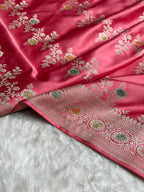 Baby Pink Meenakri Mashru Katan Silk Banarasi Saree
