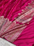 Rani Pink Meenakri Mashru Katan Silk Banarasi Saree