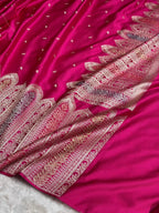 Rani Pink Meenakri Mashru Katan Silk Banarasi Saree