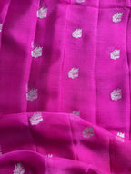 Rani Pink Pure Khaddi Chiffon Silk Banarasi Saree